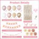 Boho Dusty Pink Birthday Decorations for Women Girls, Blush Beige Gold Metallic Printed Balloons Butterfly Stickers Fringe Curtain Happy Birthday Banner Circle Dots Garland Paper Pompom Party Supplies