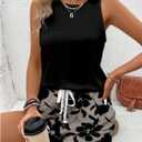 Women's 2 Piece Summer Outfits Striped Sleeveless Tank Top and Drawstring Shorts Clothing Set (L)