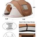 4 Person Instant Pop Up Tent, Automatic Waterproof Windproof Camping Tent with 2 Doors for Outdoor Hiking, Beach & Travel, Portable Family Tent with Carry Bag for Easy Setup, 9.2' x 6.6' x 3.9'