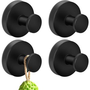 MGahyi Suction Cup Hooks for Shower, Bathroom, Hanging Towels, Robe, Mounting on Glass Shower Doors, Tile, Mirrors(Black, 4 Pack) (4 Pieces, Black)