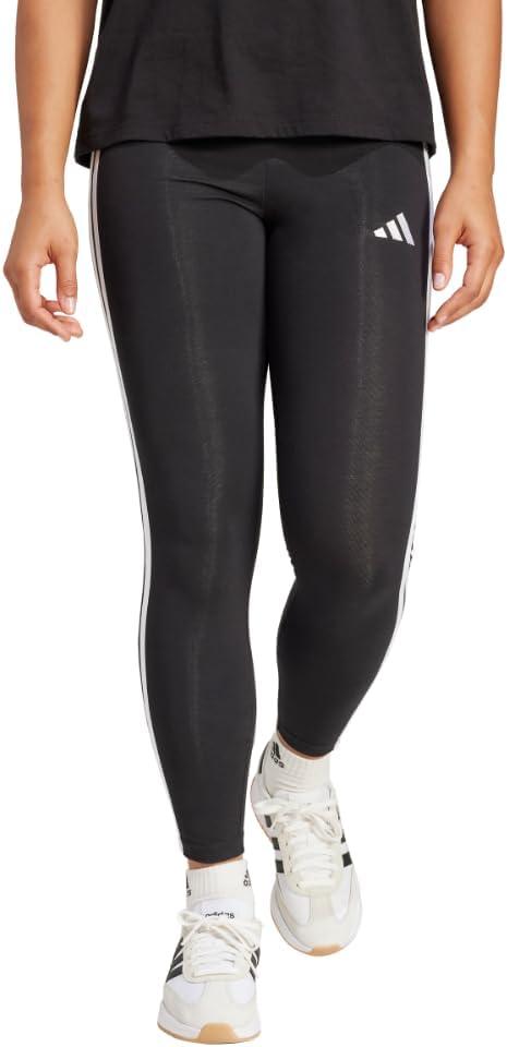 adidas Women's Essentials 3-Stripes Cotton Leggings (Large, Black/White)