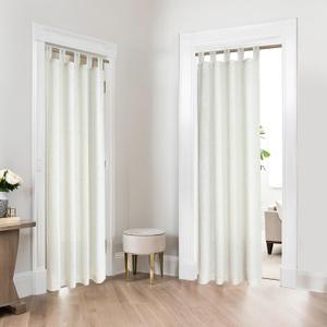 KOUFALL Door Curtain for Doorways, Tab Top Privacy Boho Sheer Linen Doorway Curtains,78 Inch Long, Cream (38"W x 78"L (Pack of 2), Natural)