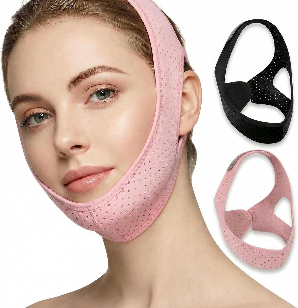 Anti Snoring Chin Strap for Sleeping Adjustable, Soft Sleep Chin Strap for Snoring, Snoring Chin Strap Jaw Support, Chin Strap for Mouth Breathing Adults, Pink