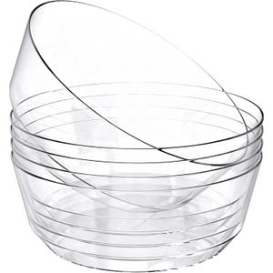 Hioasis 8 Pack Plastic Serving Bowls 128oz Clear Plastic Bowls Heavy Duty Disposable Serving Bowls for Party Snack & Salad & Candy & Bar Buffet