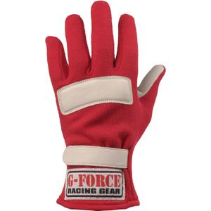 G-FORCE Racing Gear Driving Gloves, G5 RaceGrip, SFI 3.3/5, Double Layer, Nomex/Leather, Red, X-Large, Pair (Small)