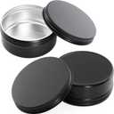 Foraineam 48 Pack 4 oz Metal Round Tins with Screw Lid, Black Aluminium Empty Candle Tins Storage Tin Jars, Cosmetic Sample Containers Travel Tin Cans for Salve, Cream, Spices or Candles