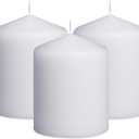 3x4 Inch White Pillar Candles, 3 Packs Unscented Dripless Smokeless Cylinder Candles for Christmas, Wedding, Party, Home and Dinner Table, 45 Hours Burn