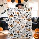 Pumpkin Bat Ghost Blanket, Halloween 50 x 60 Inch Throw Lightweight Super Soft Cozy Horror Blankets for Couch Bed Sofa Chair