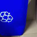 Amazon Basics Rectangular Commercial Office Wastebasket, Easy to Clean, Lightweight, 10 Gallon, Blue, Recycle Logo