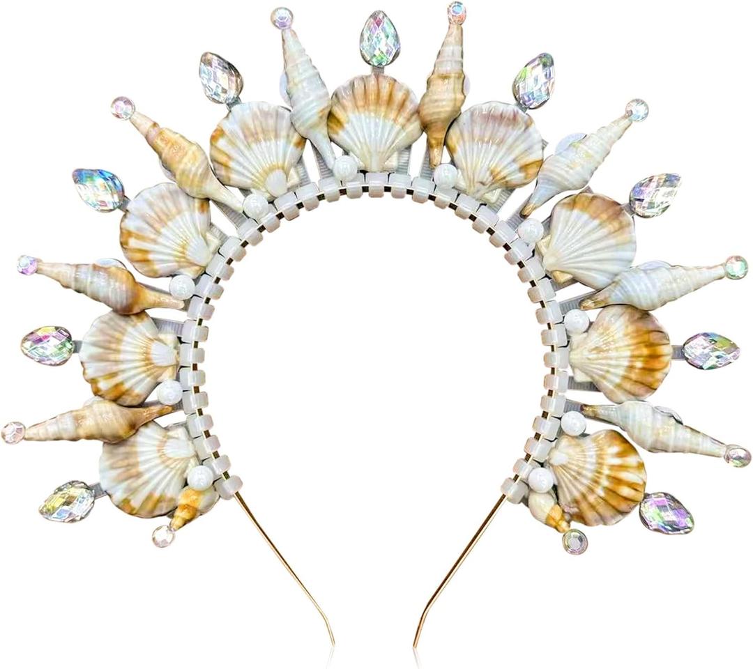 JeVenis Mermaid Crown Headband Seashell Crown Siren Costume Women Headpiece for Mermaid Sirens Goddess Cosplay Renaissance (Silver)