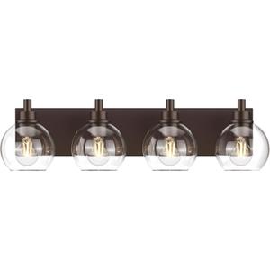 IZORRO Bathroom Light Fixtures, 4 Light Oil Rubbed Bronze Vanity Light, Modern Wall Sconces with Globe Clear Glass Shade, Vanity Lighting Fixtures Over Mirror,E26 Bulb Socket