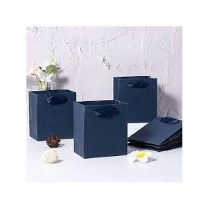 driew Small Gift Bags with Cotton Handles, 4.02"x2.76"x4.49" Mini Gift Bags with Handles in Bulk for Birthday Party Favors Wedding Shopping Business Grocery Retail (Blue)