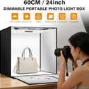 Light Box Photography 24"x24" with 120LED Lights and 4 Color Backdrops Photo Box with Lights, Foldable Light Box with Adjustable Brightness, 6000-6500K Dimmable Portable Picture Box Shooting