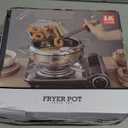 cuomaop Deep Fryer Pot, 304 Stainless Steel Japanese Frying Pot with Oil Drain, Temperature Control and Lid, Tempura Deep Fryer Pot for Kitchen Stove/Induction Cooker French Fries Fryer Chicken 9.4"