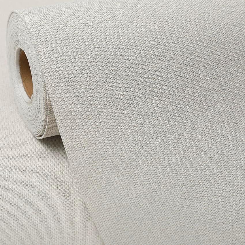 SHUFA Beige Cotton-Like Textured Grasscloth Wallpaper Matte Thick Real Woven Fabric Peel and Stick Contact Paper Removable Self Adhesive Washable (16.5"x236.2") A3