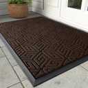 Yimobra Front Door Mat Outside Entrance 17x29.5, Waterproof All-Season Weather Doormat, Stain and Fade Resistant, Indoor Outdoor Entryway Welcome Mat, Non Slip Natural Rubber, Easy Clean Patio, Brown