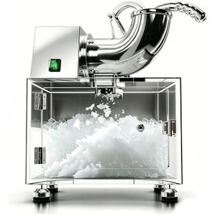 PYY Snow Cone Machine - Commercial Stainless Steel Ice Crusher Shaver, Electric Crushed Shaved Snowcone Maker with All-Copper Motor (Silver)