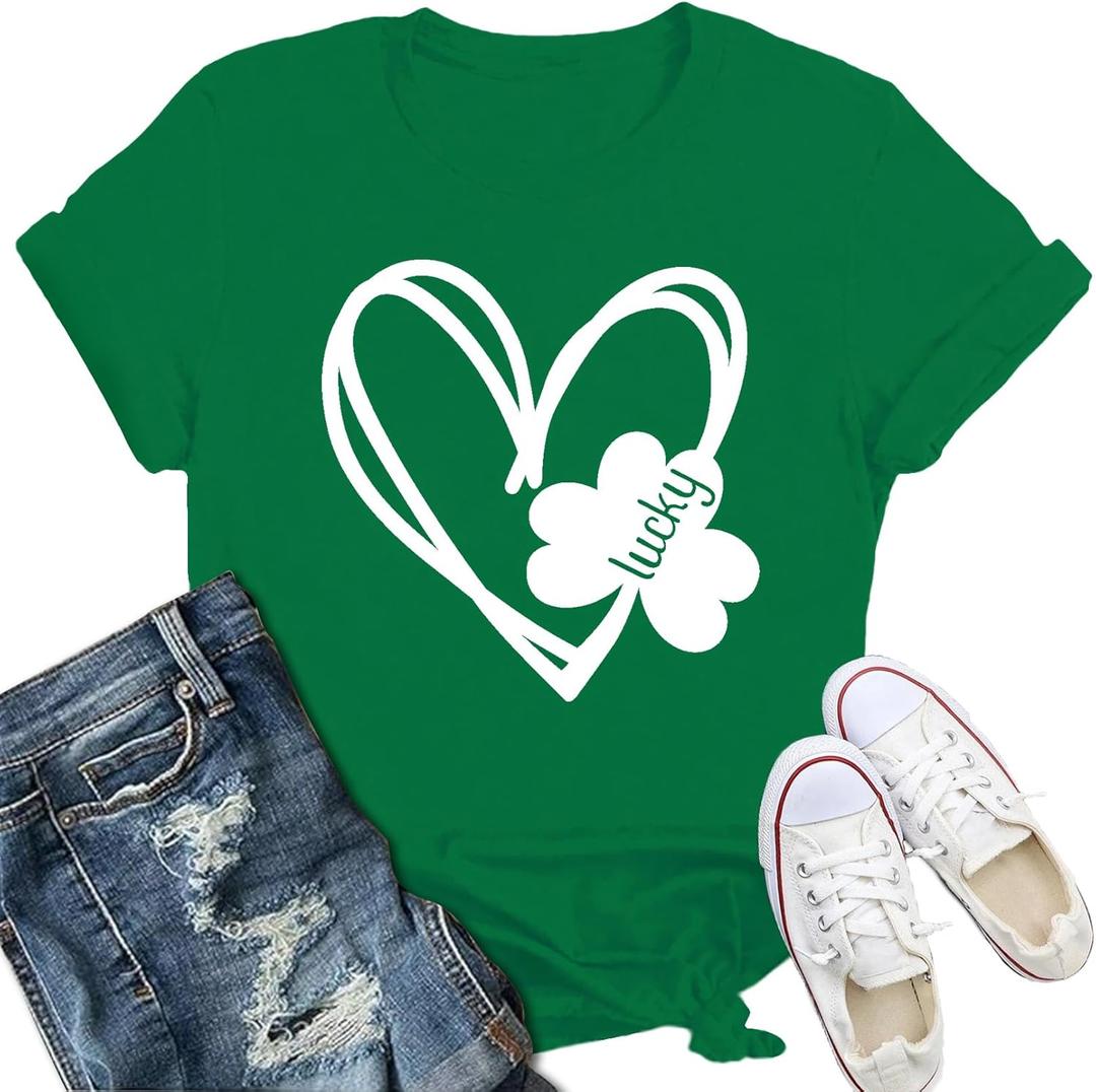 St Patricks Day Shirt for Women Shamrock St Paddys Day T-Shirt Lucky Clover Tee Top (Small, Green7)