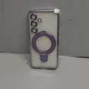 Compatible with Samsung Galaxy S25 Case with Magnetic Ring Stand [Compatible with Mag-Safe] [Full Camera Lens Protector] Plating Clear Phone Case for S25 6.2", Light Purple