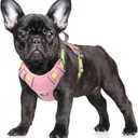 BARKBAY No Pull Dog Harness Large Reflective Dog Harness with Front Clip and Easy Control Handle for Walking Training Running with ID tag Pocket(Baby Pink & Sunlight,S)