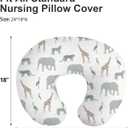 Little Grape Land Nursing Pillow Covers 2 Pack, Soft & Breathable Removable Breastfeeding Pillows Covers for Feeding Pillows, Nursing Pillow Slipcover for Baby Girls Boys, (Safari & Green) 24''L x 18''W