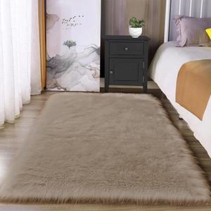 Latepis Washable 3x4 Light Brown Sheepskin Fluffy Shag Plush Faux Fur Rug for Living Room Bedroom Dorm Room Throw Rectangle (Beige)