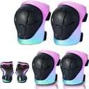 Gradient Color Kids Protective Gear Set Knee Pads for Kid 2-14 Years,W/ Adjustable Strap Kids/Youth Knee Pads Elbow Pads Wrist Guards Set for Inline Roller Skates,Cycling,BMX Bike,Skateboard,Scooter (Medium(6+Years), Candy)