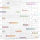 Lovdeco Glass Strip Mosaic Tiles, White Crystal Glass Backsplash for Kitchen Bathroom Shower Wall, Polished, 5 PCS, 4.8 SQ.FT. (Mesh)