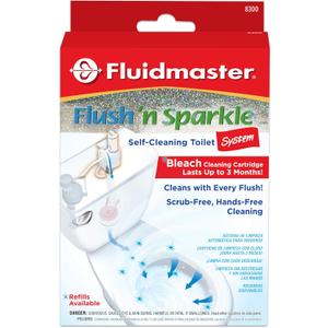 Fluidmaster 8300 Flush 'n Sparkle Automatic Toilet Bowl Cleaning System with Bleach Cartridge, 1 Count (Pack of 1)
