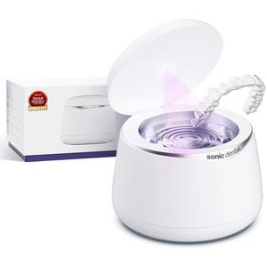 Sonic Pro Dental Cleaning Pod, 43kHz Ultrasonic Retainer Cleaner Machine for Dentures, Mouth Guards, Braces, Toothbrush Heads, Jewelry & All Dental Appliances, FSA/HSA Eligible (Pearl White)