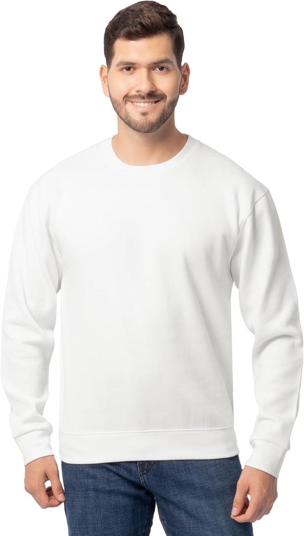 Fruit of the Loom Men's Eversoft Fleece Crewneck Sweatshirts, Moisture Wicking & Breathable, Sizes S-4x (Medium, White)
