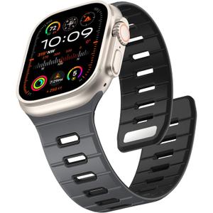 Odbeai Magnetic Sport Band Compatible with Apple Watch Ultra 3 2/Ultra Band for Men 49mm 46mm 45mm 44mm 42mm,Strong Magnet Outdoors Rugged Soft Silicone Strap for iWatch All Series 11 10 9-1 SE Men