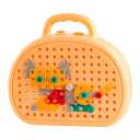 Magic Montessori Play Toolbox, Thrsday Creative Tool Box, Montessori Play Toolbox with Drill, Mosaic Puzzle Toy with Electric Drill Screw Tool Set for Kids Ages 3-12 Years Old (Yellow)