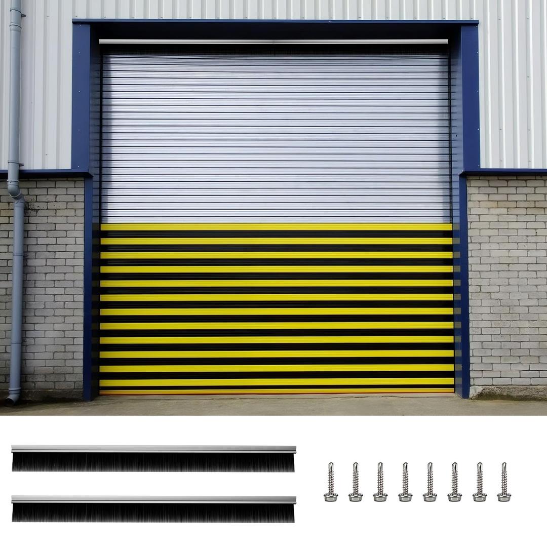 POOAMY 3" Garage Door Brush Seal Kit, for Roll Up Doors 10 x 8ft, Nylon Brush with Aluminum Alloy Base, Ideal for Exterior Commercial Door, Warehouse and Industrial Use, Easy Mounting, Black&Silver