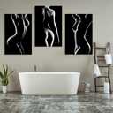 MAMAGO Sexy Naked Woman Canvas Wall Art Abstract Black and White Poster Woman Body Painting 3 Piece Minimalist Home Decor for Bedroom Living Room Framed Easy to Hang-24"x36"x3pcs