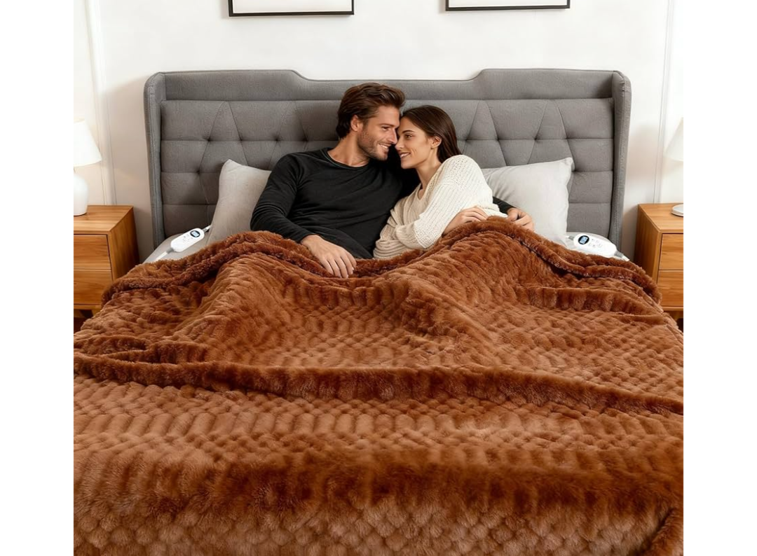 Heated Blanket Queen, 84"x90" Electric Heating with Dual Controllers,Machine Washable Blanket,12 Heat Levels & 12 Hours Auto Off, Soft Warm Flannel Blanket, Overheat Protection with ETL & FCC