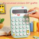 2 x Pocket Calculator, Kids 8 Digit Small Desktop, LCD Display, Cute & Aesthetic Mini Calculator (Beige, S)