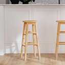 Linon Natural Barstool with Round Seat, 24-Inch