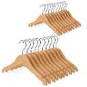 Nature Smile Kids Baby Children Toddler Wooden Shirt Coat Hangers with Notches and Anti-Rust Chrome Hook Pack of 20 (Natural)
