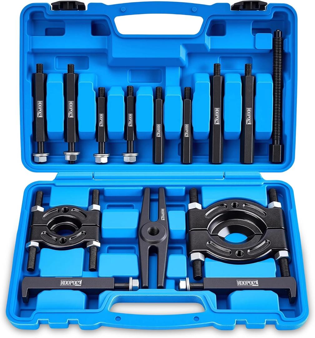 KOOPOOL Bearing Puller and Splitter Kit, Separator and Puller Set, Pinion Bearing Puller and Wheel Removal Tool, 5 Ton Capacity Bearing Separator with 2’’ and 3’’ Bearing Separator Jaws, 14Pcs (Blue)
