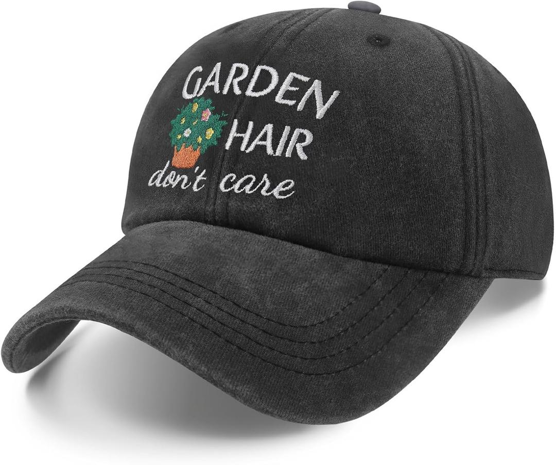 Gardening Gifts for Women - Gardening Hat Embroidered Breathable Cute Baseball Cap for Mom, Wife Outdoor Work (Gray)