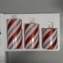 Red Stripe Flameless Pillar Candles with Timer, Real Wax Flickering Battery Operated Candles for Christmas Holiday Home Decor, Set of 3 (D3 x H4 5" 6")