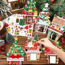 48 Set Christmas Picture Frame Craft Kit DIY Paper Holiday Christmas Crafts Bulk Xmas Tree Flower Pot Gingerbread Stickers for Xmas Party Decorations Classroom Art Project Home Activities