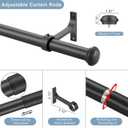 Matte Black Curtain Rods for Window 28-56", Decorative Curtain Rod with Cap Finials, Splicing Curtain Rod Single Drapery Rods Window Rod, Heavy Duty 1 Inch Diameter Single Curtain Rod Telescoping