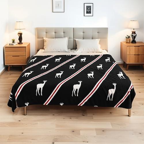 LaffyLo Electric Heated Blanket Twin Size 62"x84" - Bohemian Design with Plush Sherpa, 4 Heat Settings, 3-Hour Auto-Off, Machine Washable, for Couches and Beds, Elk