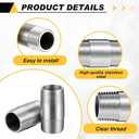 4 Pcs 304 Stainless Steel Pipe Fittings 3/4" NPT x 3/4" NPT Male Threaded 2" Length Nipple Cast Pipe Fittings for Oil Air Fuel