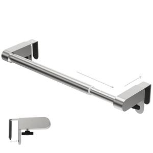 VEHHE Kitchen Towel Holder, Hand Screwed Telescopic Kitchen Towel Rack, Stainless Steel Adjustable Length and Width Over The Cabinet Door Towel Rack with EVA Foam Pad (Silver)