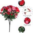 Artificial Faux Outdoor Flowers Plants for Spring Summer Decoration, Fake Silk Camellia UV Resistant Look Real for Planter Outside Front Door Porch Patio Balcony, 3 Large Bundles (Melon Red+Red)