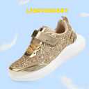 LUCKY STEP Kid's Glitter Fashion Sneakers Sparkly Princess Tennis Bling Shiny Sequins Athletic Walking School Shoes for Children/Boys/Girls, Size 12 Little kids