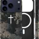 Magnetic for iPhone 17 Pro Case Christian Cross Camo Phone Case, Shockproof Slim Soft TPU and Hard PC Protective Cases Compatible with MagSafe Protective for Religious Boy Men Women, Black